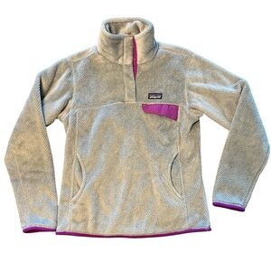 PATAGONIA Gray Fleece Pullover 1/4 Snap Size Small